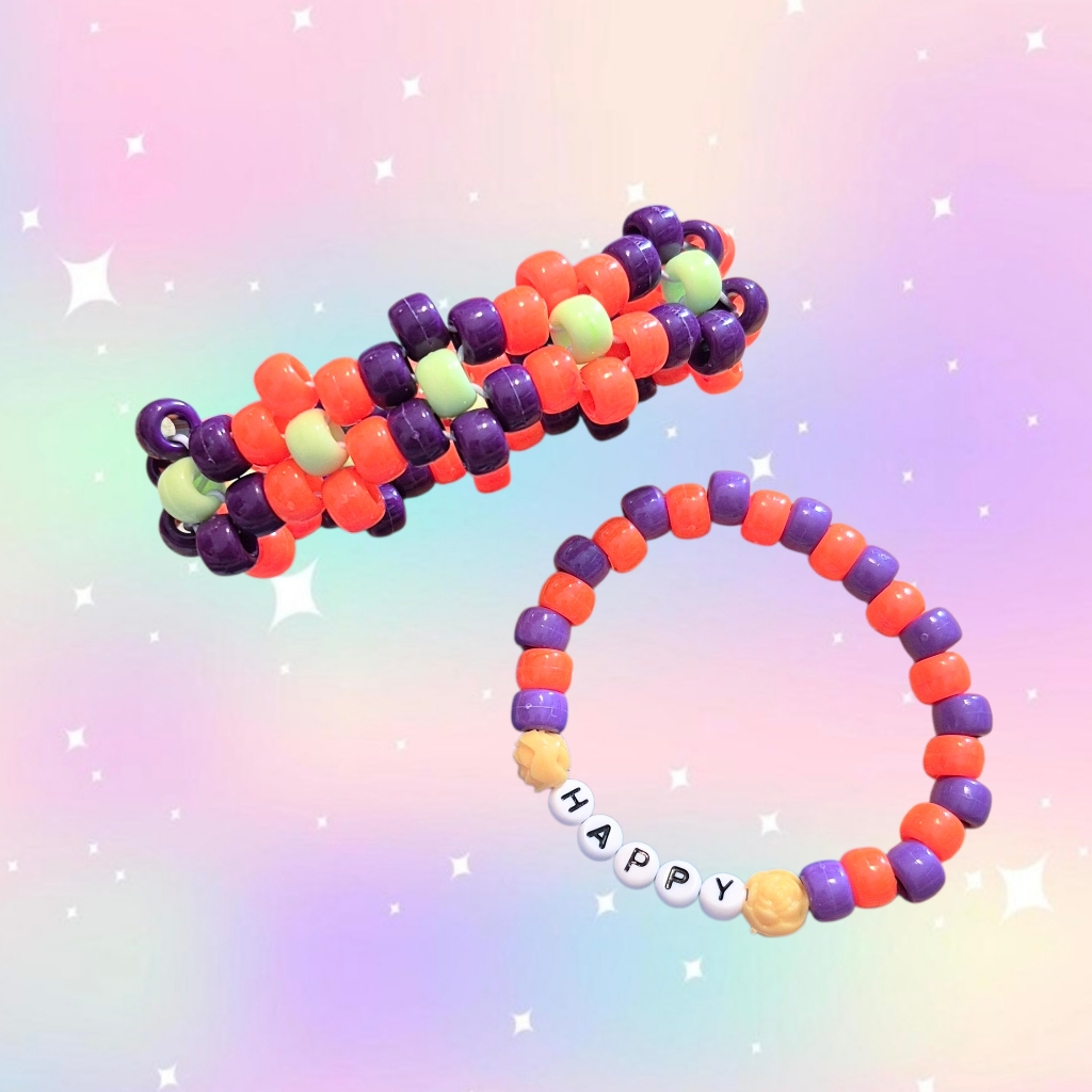 Flower Cuff And Bracelet Kandi Set